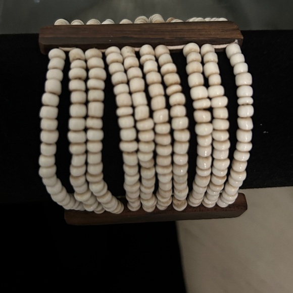 Boho Style Stretch Beaded and Wooden Bracelet - Picture 2 of 2